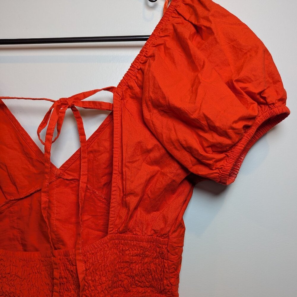 Sim & Sam Womens Size XL Red Crop Top Ruched Waist Tie Back